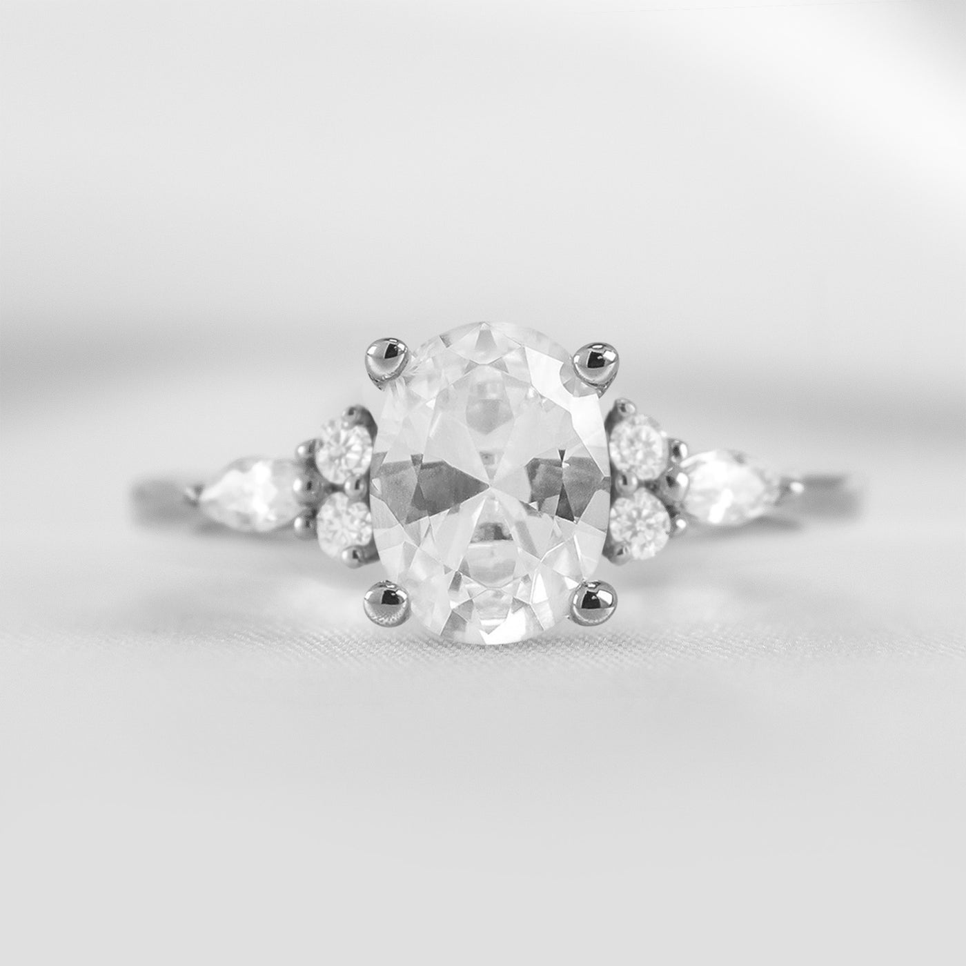 Shown in 1.5 Carat * The Sophia Marquise Accented Diamond Engagement Ring | Lisa Robin#color_14k-white-gold