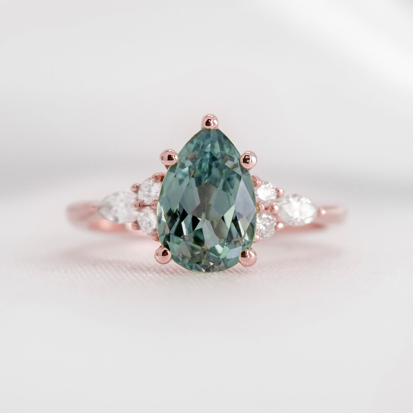 The Sophia Sapphire with Diamond Cluster Engagement Ring | Lisa Robin
