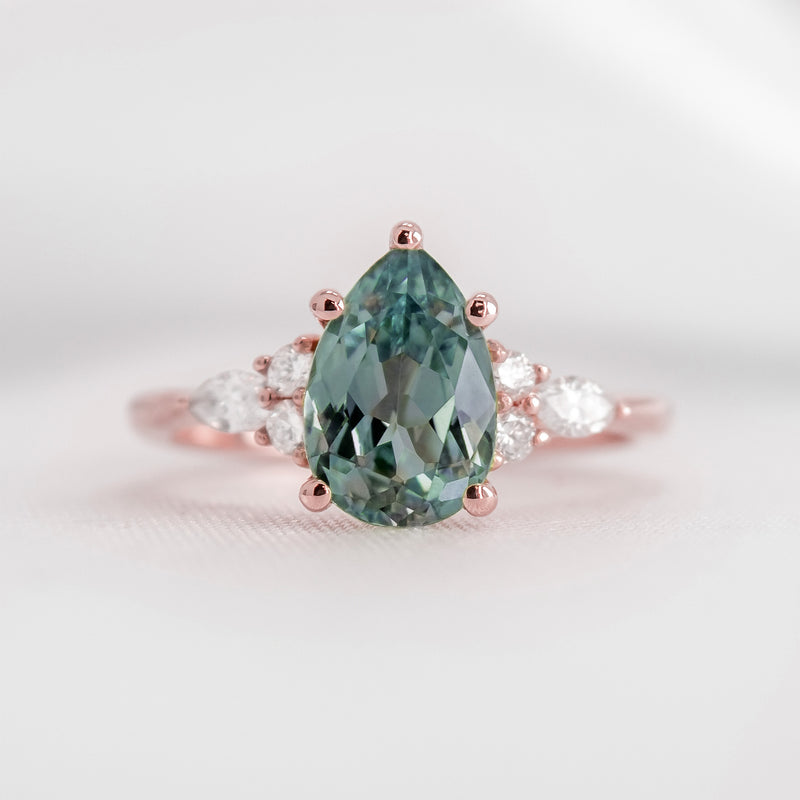 The Sophia Sapphire with Diamond Cluster Engagement Ring | Lisa Robin