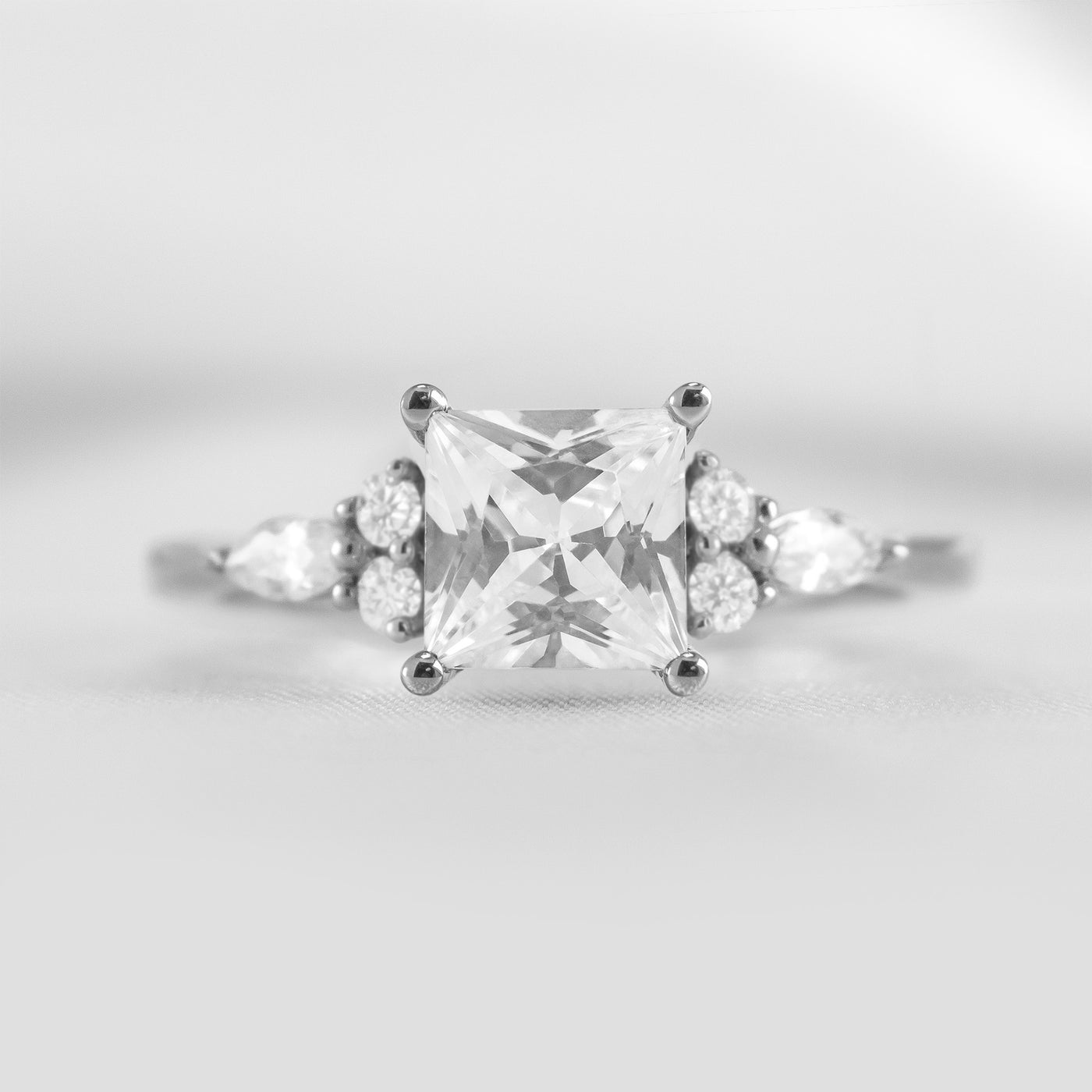 Shown in 1.5 Carat * The Sophia Marquise Accented Diamond Engagement Ring | Lisa Robin#color_14k-white-gold