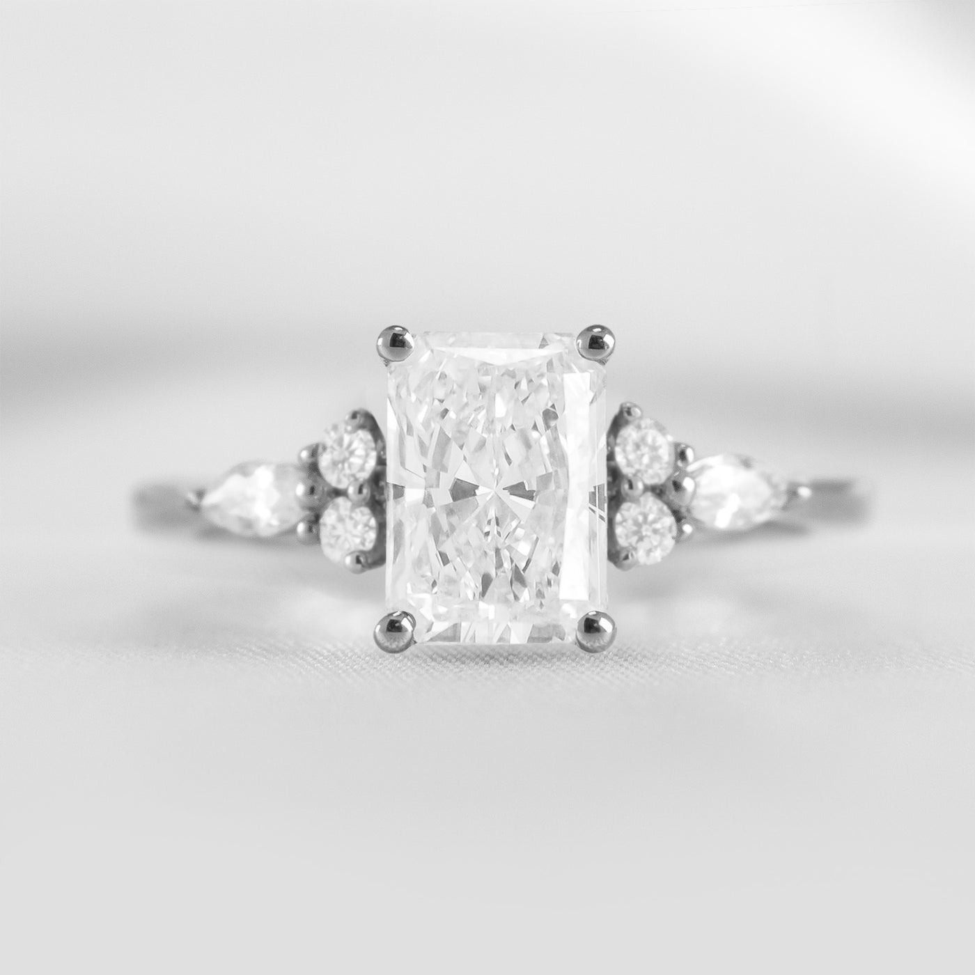 Shown in 1.75 Carat * The Sophia Marquise Accented Diamond Engagement Ring | Lisa Robin#color_platinum