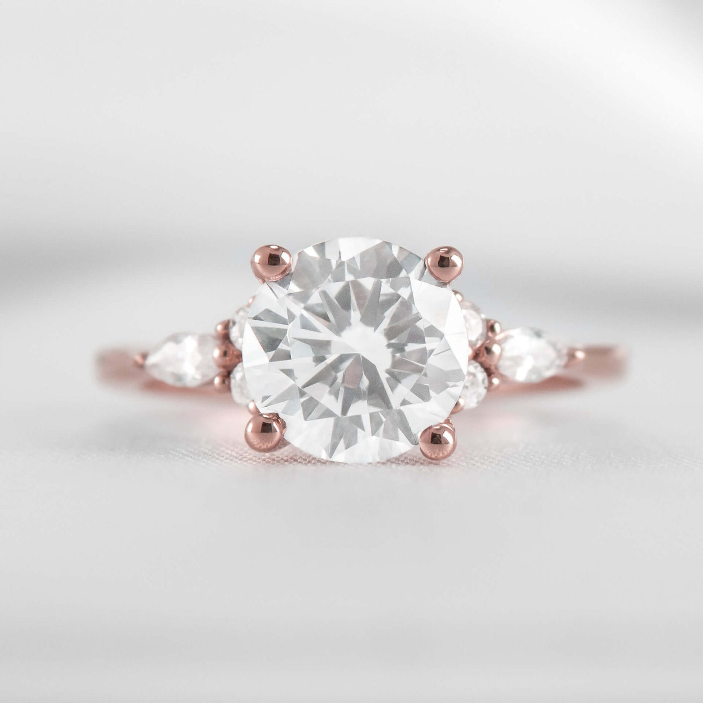 Shown in 2.0 Carat * The Sophia Marquise Accented Diamond Engagement Ring | Lisa Robin#color_14k-rose-gold