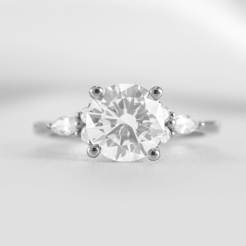 Shown in 2.0 carat * The Sophia Moissanite Diamond Side Stone Engagement Ring | Lisa Robin