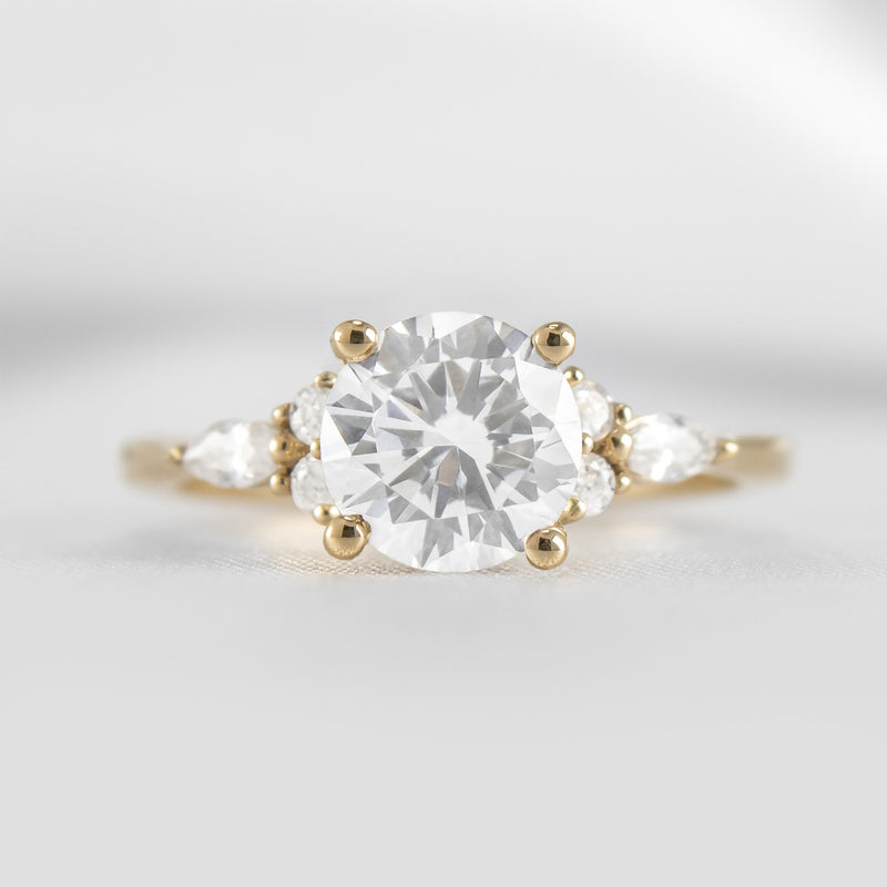 Shown in 1.0 carat * The Sophia Moissanite Diamond Side Stone Engagement Ring | Lisa Robin