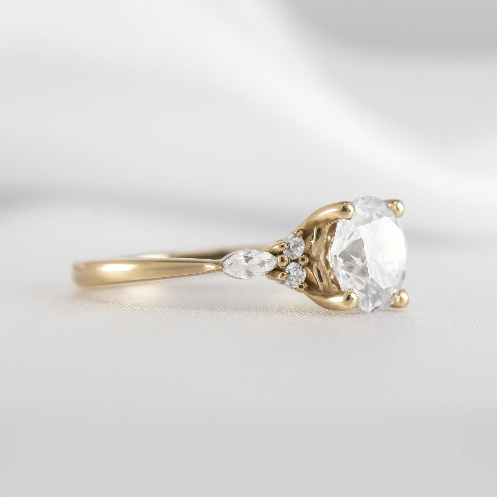 Shown in 1.0 Carat * The Sophia Marquise Accented Diamond Engagement Ring | Lisa Robin#color_14k-yellow-gold