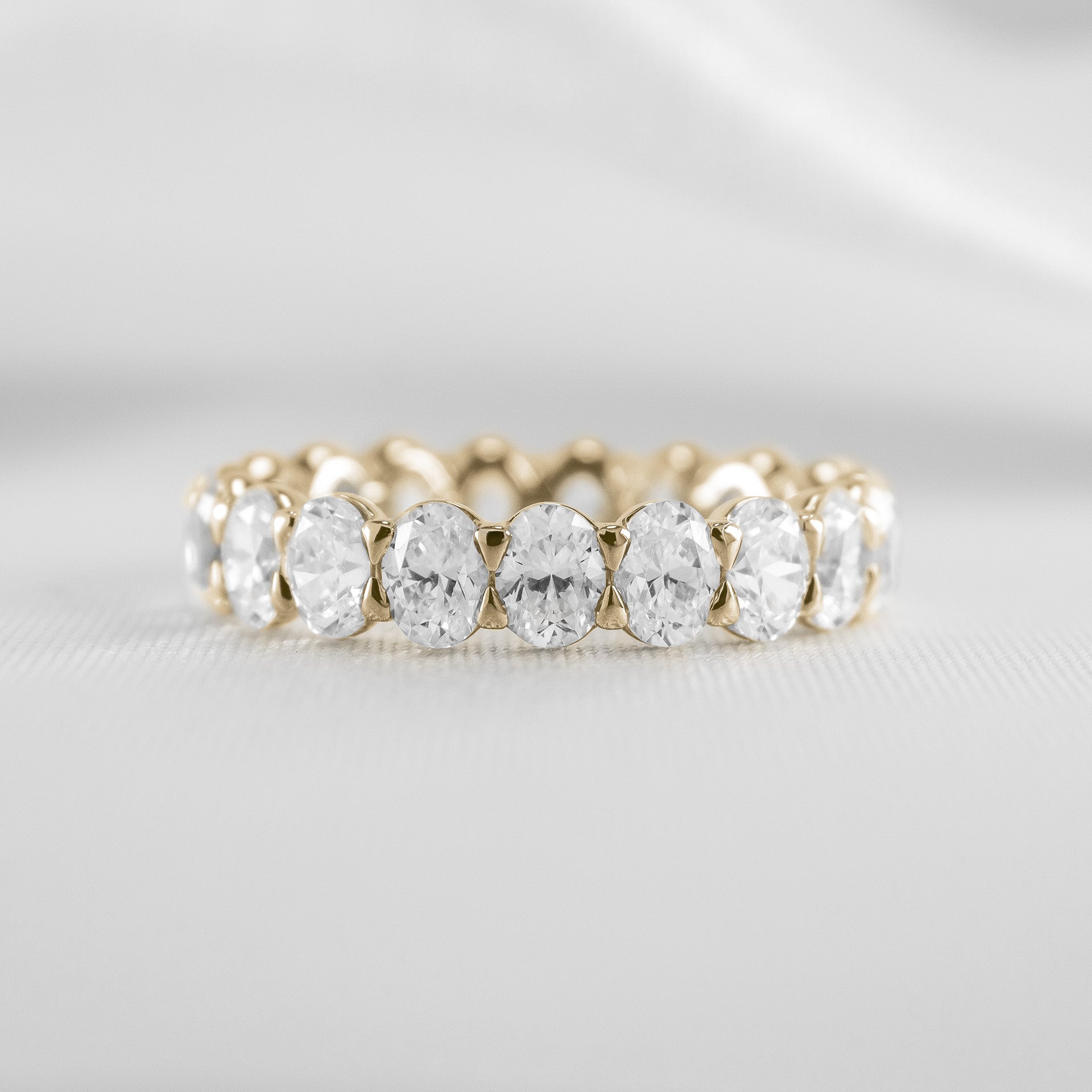 Shown in 4 Carat * The Sutton Oval Diamond Eternity Ring | Lisa Robin#color_14k-yellow-gold