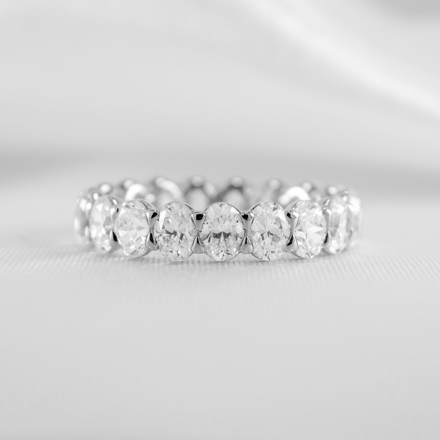 Shown in 4 Carat * The Sutton Oval Diamond Eternity Ring | Lisa Robin#color_18k-white-gold