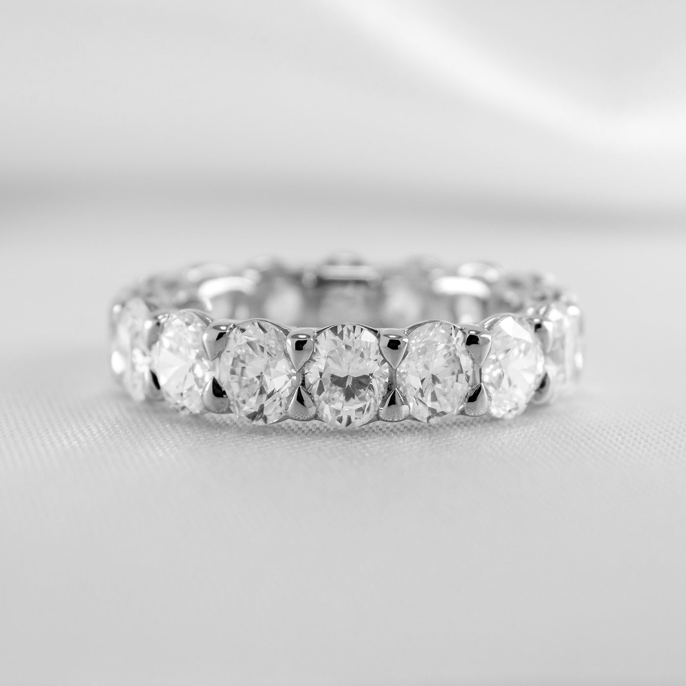 Shown in 5.12 Carat * The Sutton Oval Diamond Eternity Ring | Lisa Robin#color_14k-white-gold