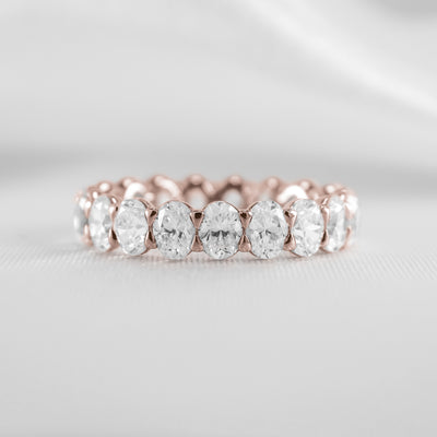 Shown in 3.80 Carat * The Sutton Oval Diamond Eternity Ring | Lisa Robin#color_14k-rose-gold