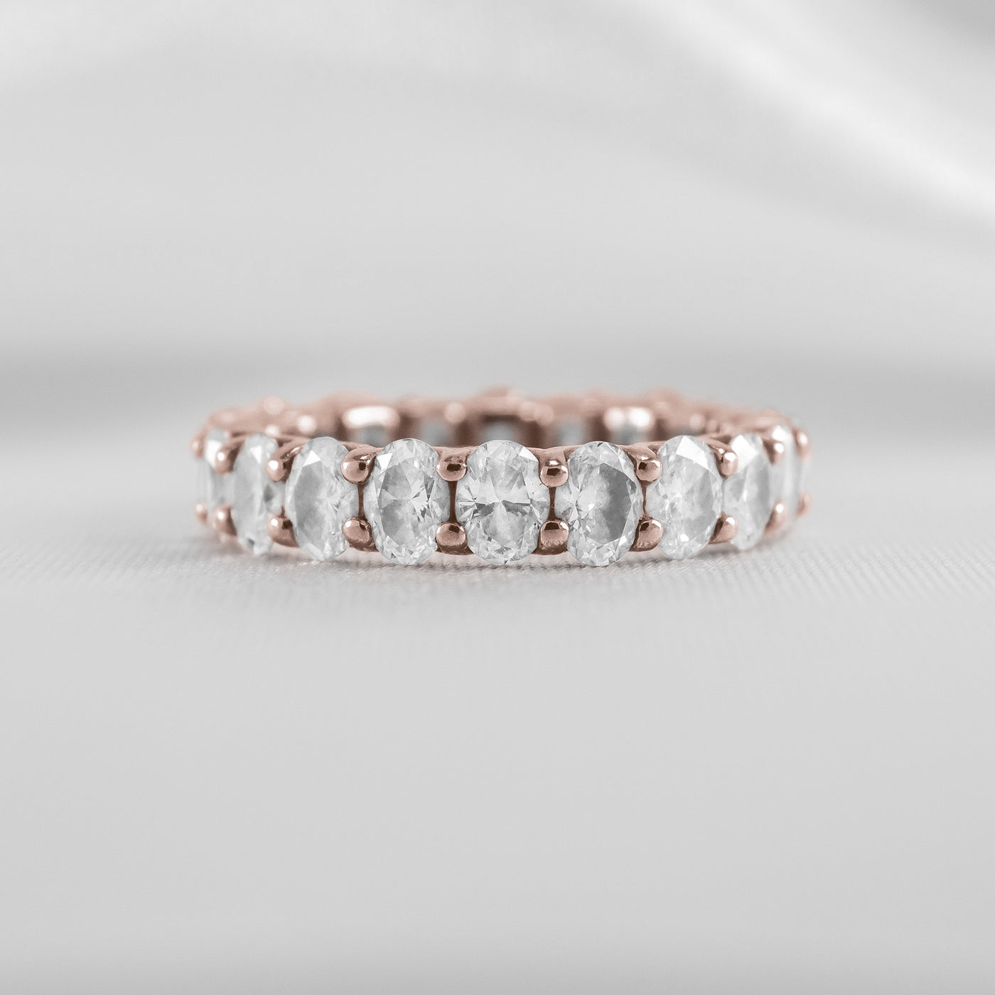 Shown in 3.15 Carat * The Sutton Oval Diamond Eternity Ring | Lisa Robin#color_14k-rose-gold