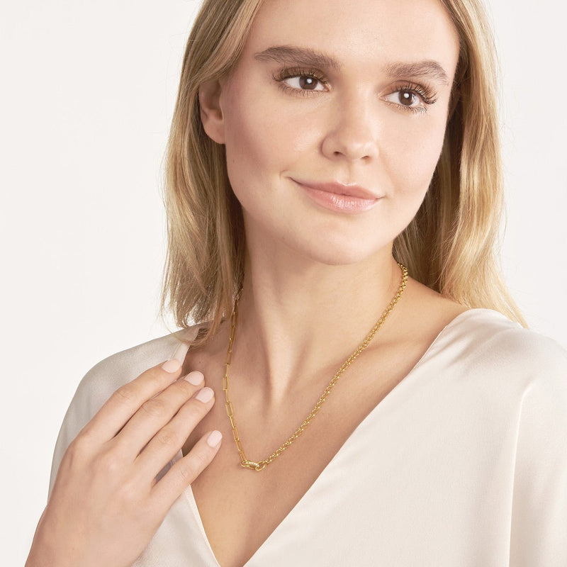 Oval with Diamond Rim Push Lock Necklace - Lisa Robin