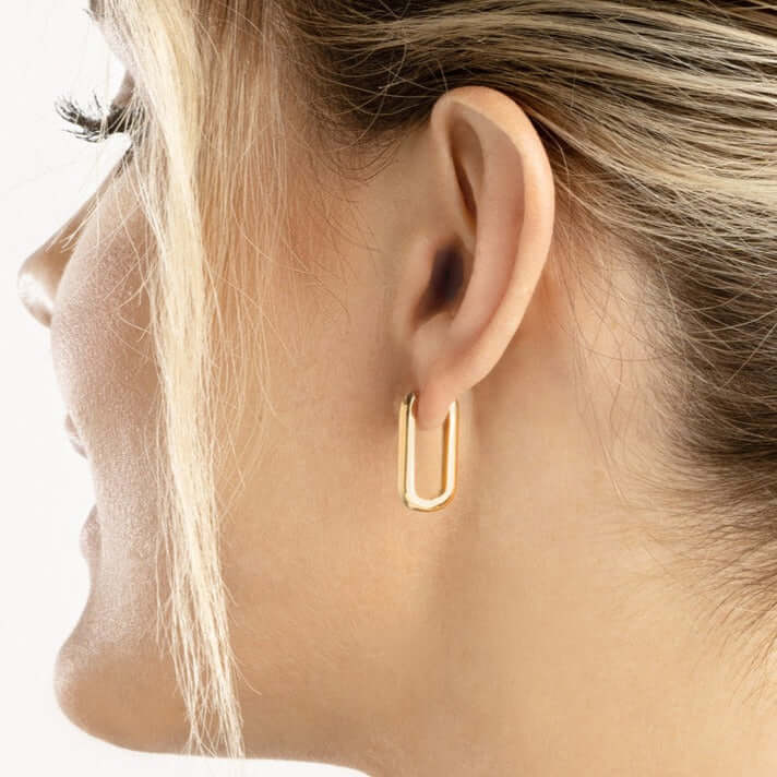 Gold Paper Clip Hoop Earrings Elegant 14k Gold Jewelry by Lisa Robin