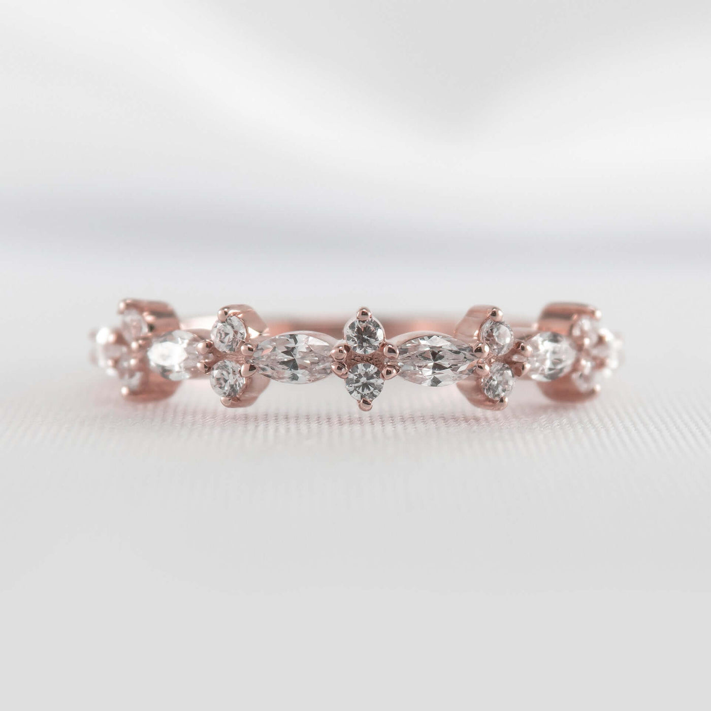 The Tara Marquise Diamond Wedding Ring | Lisa Robin#color_14k-rose-gold