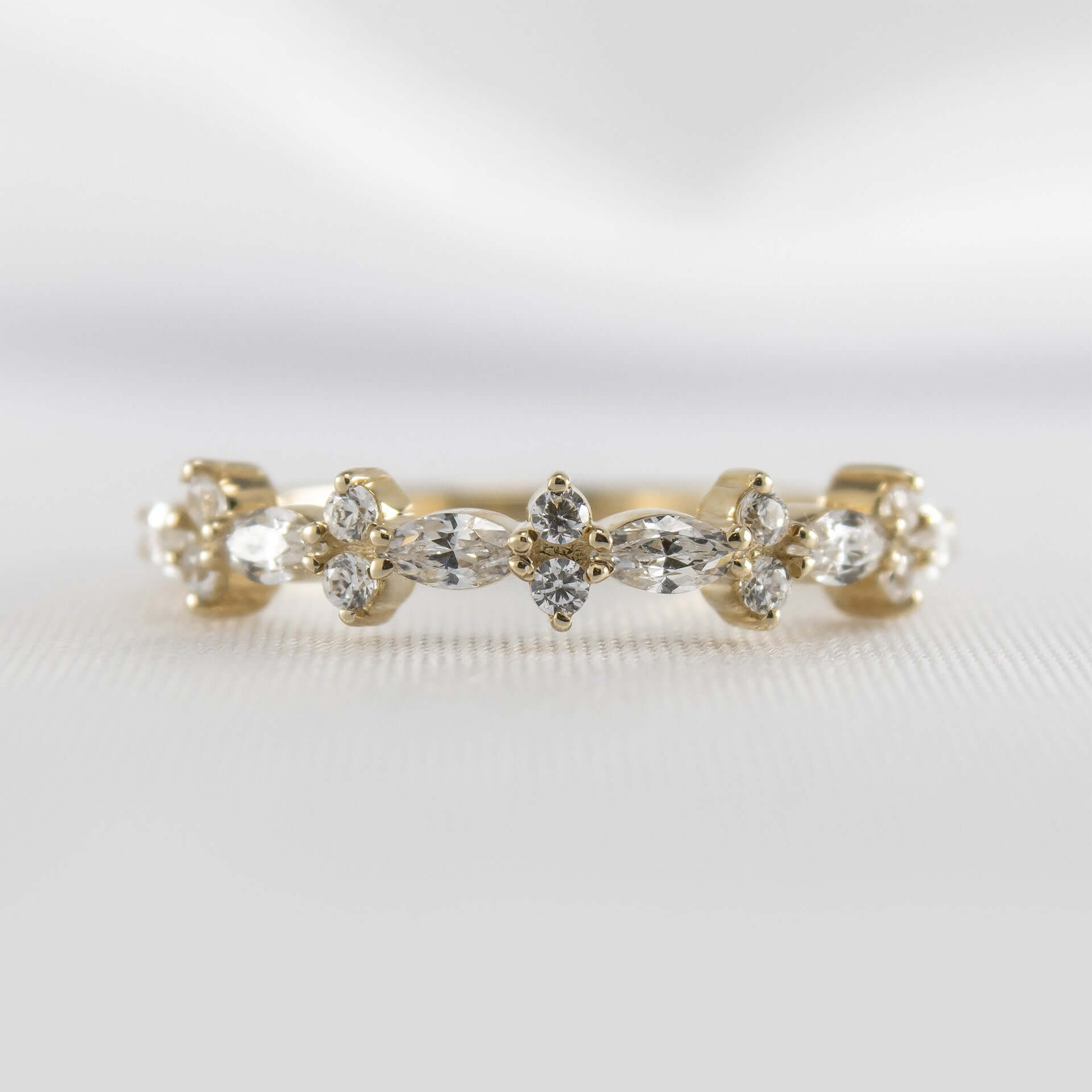 The Tara Marquise Diamond Wedding Ring | Lisa Robin#color_14k-yellow-gold
