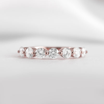 The Taryn Floating 7 Stone Diamond Wedding Ring | Lisa Robin#color_14k-rose-gold