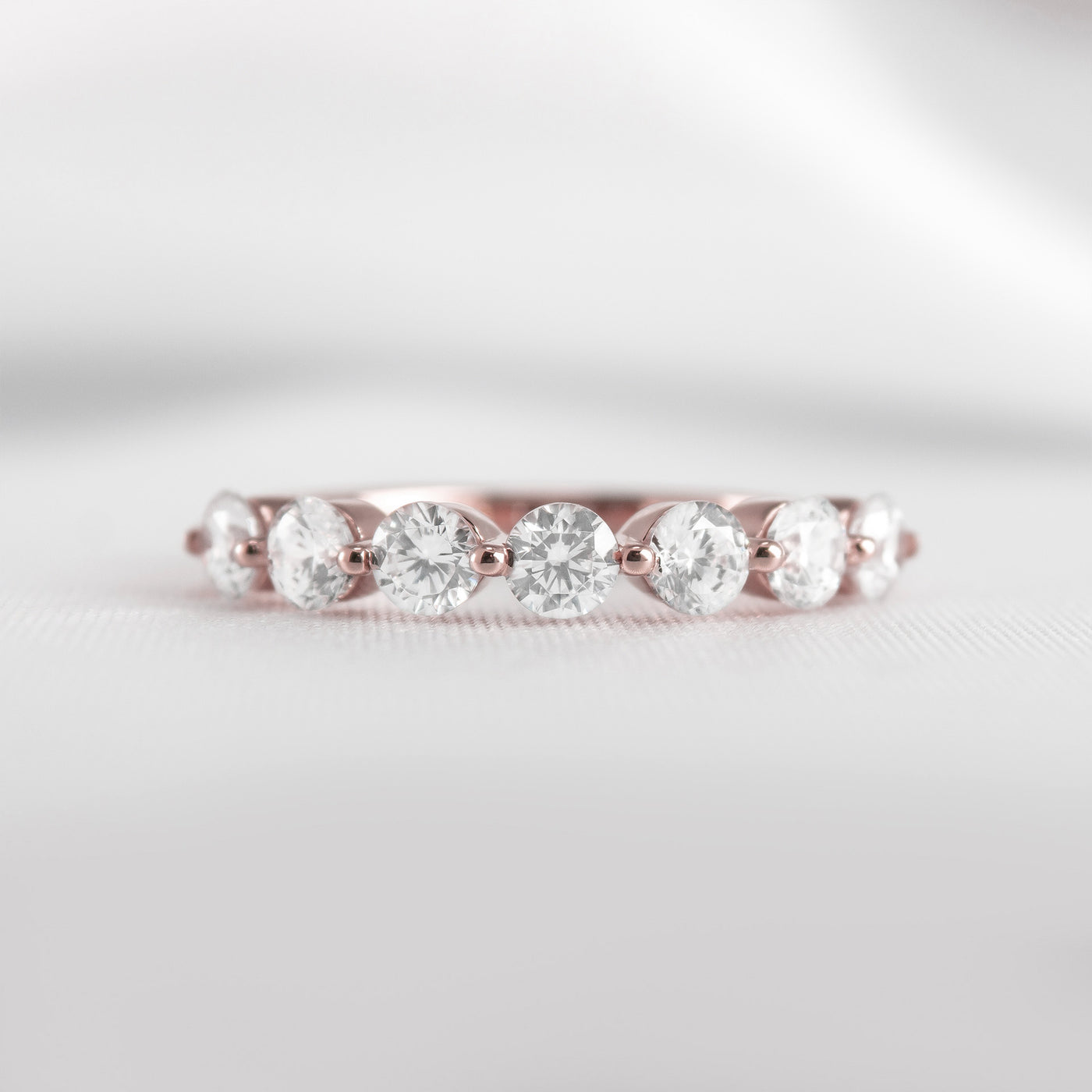The Taryn Floating 7 Stone Diamond Wedding Ring | Lisa Robin#color_18k-rose-gold