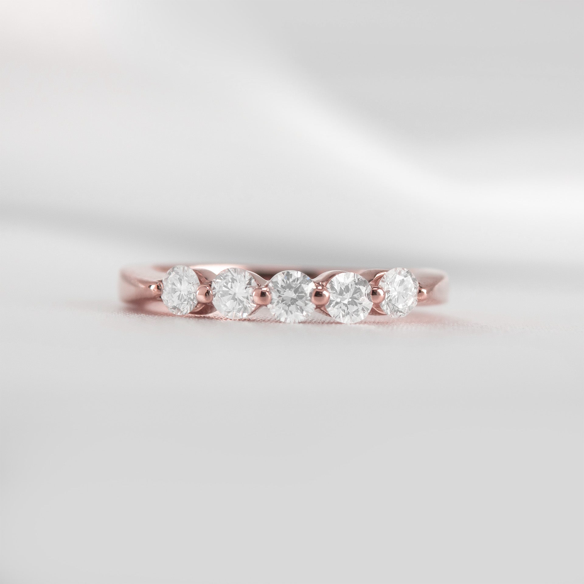 Shown in 0.50 tcw*The Teagan 5 Stone Round Diamond Wedding Ring | Lisa Robin#color_14k-rose-gold