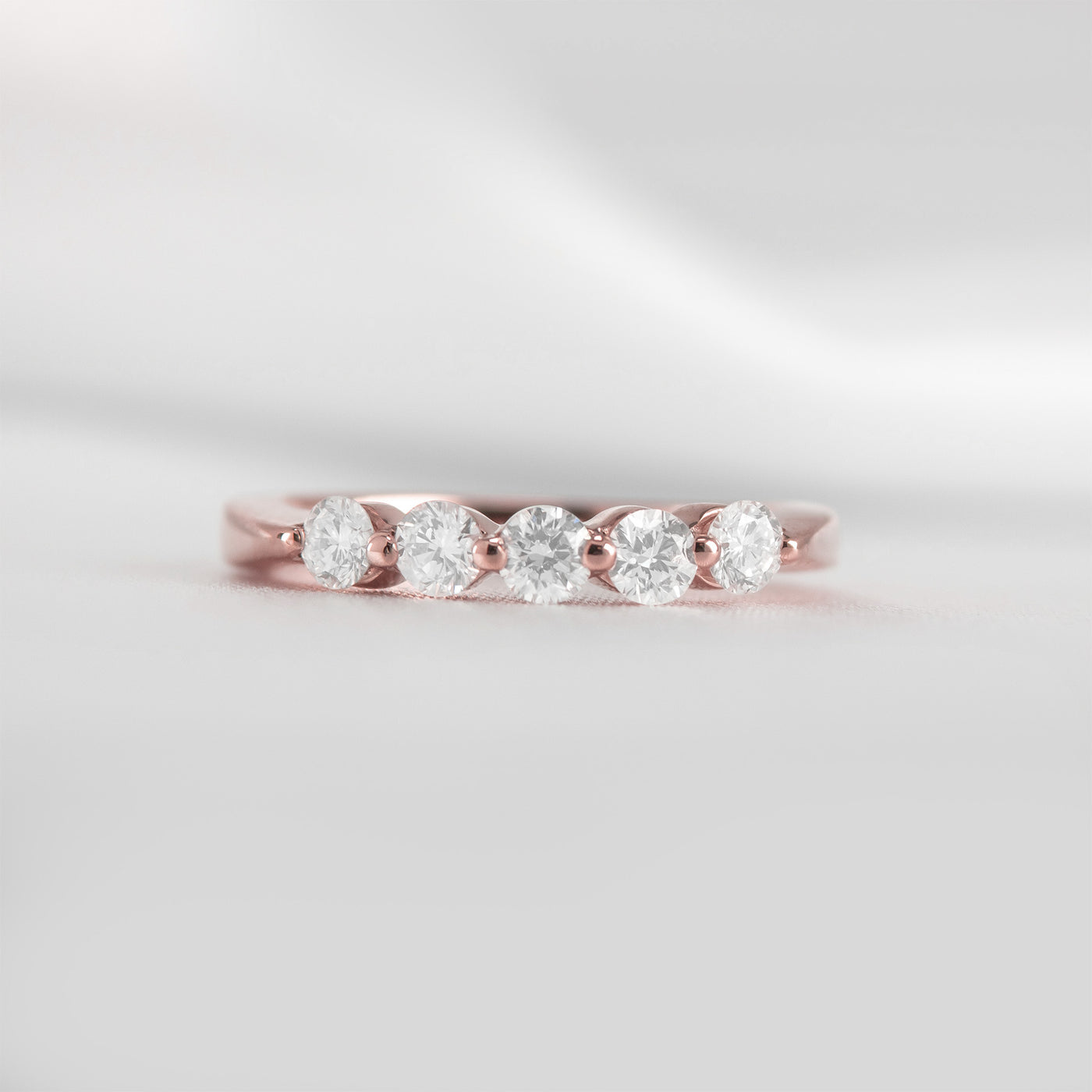 Shown in 0.50 tcw*The Teagan 5 Stone Round Diamond Wedding Ring | Lisa Robin#color_14k-rose-gold