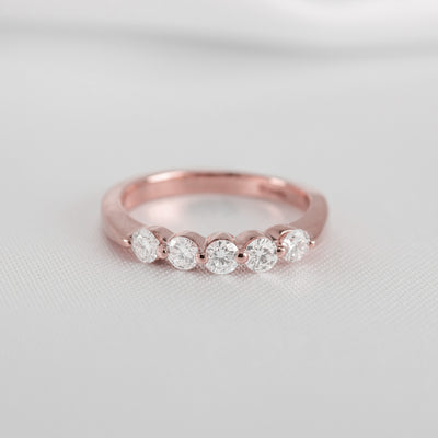 Shown in 0.50 tcw*The Teagan 5 Stone Round Diamond Wedding Ring | Lisa Robin#color_14k-rose-gold