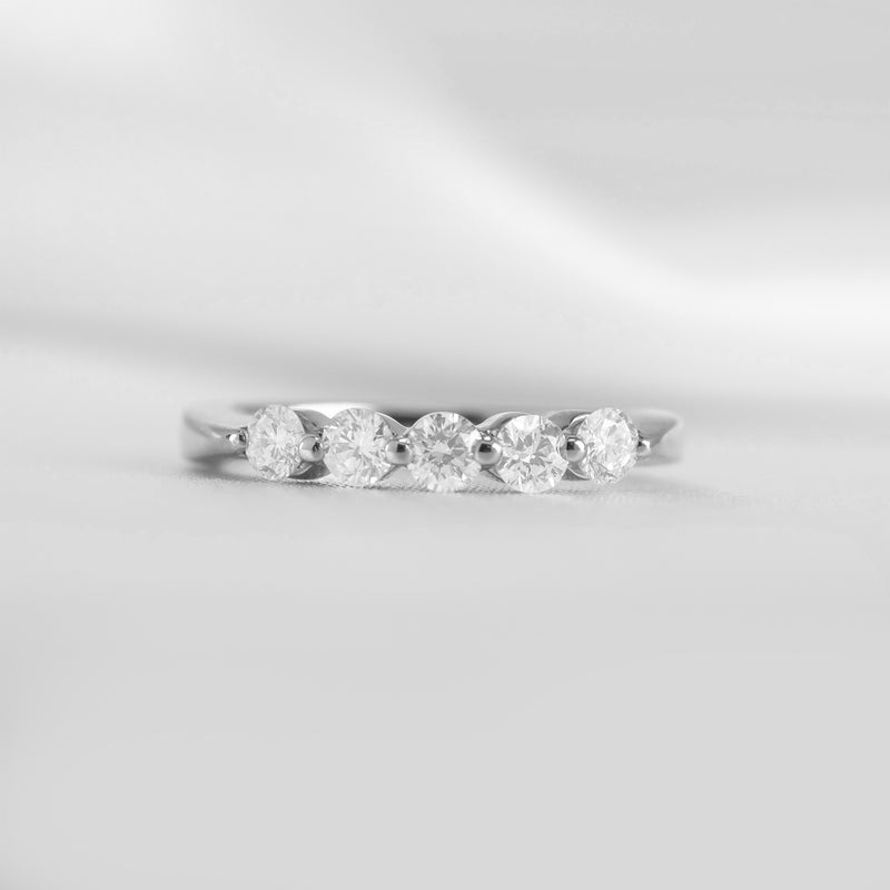 The Teagan diamond wedding band in white gold with five diamonds | Lisa Robin