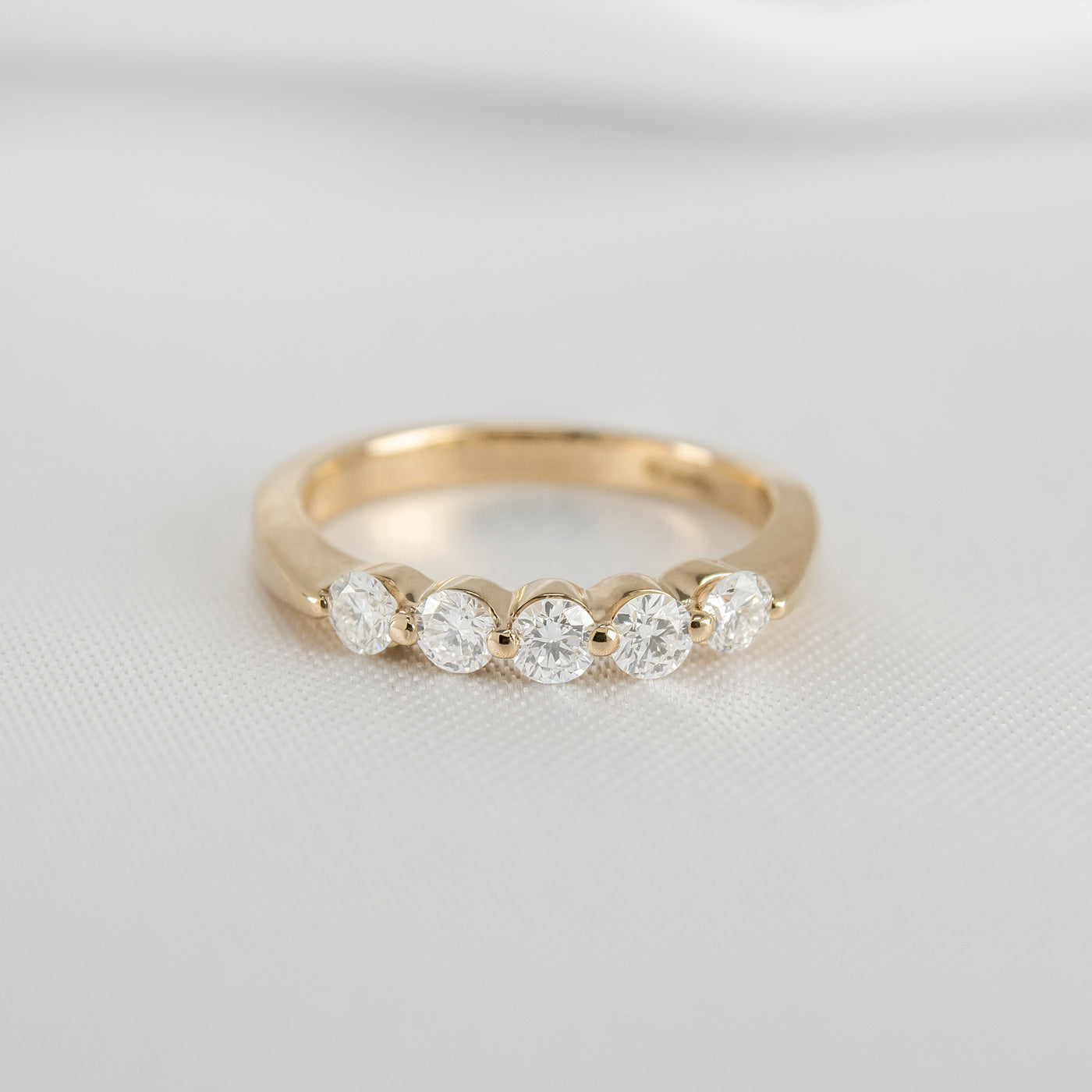 Shown in 0.50 tcw*The Teagan 5 Stone Round Diamond Wedding Ring | Lisa Robin#color_14k-white-gold