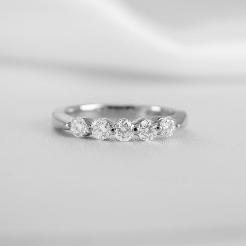 Shown in 0.50 tcw*The Teagan 5 Stone Round Diamond Wedding Ring | Lisa Robin
