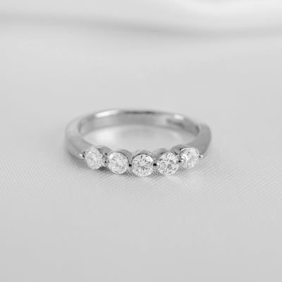 Shown in 0.50 tcw*The Teagan 5 Stone Round Diamond Wedding Ring | Lisa Robin#color_platinum