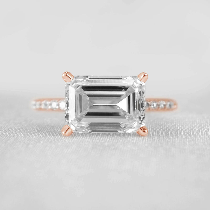 Shown in 4.0 carat * The Adelaide Emerald Cut Diamond East West Pavé Ring | Lisa Robin