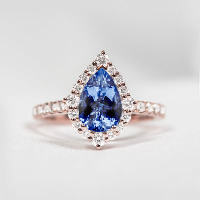 Show in 2.0 0 carat*The Sierra Pear Sapphire Halo Engagement Ring | Lisa Robin#color_14k-rose-gold