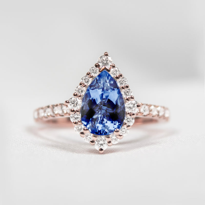 Show in 2.0 0 carat*The Sierra Pear Sapphire Halo Engagement Ring | Lisa Robin