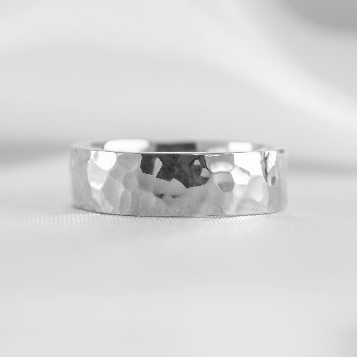 Shown in 6mm width * The Townes hammered wedding band | Lisa Robin*color_14k-white-gold