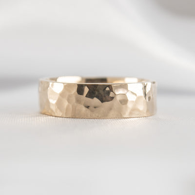 Shown in 6mm width * The Townes hammered wedding band | Lisa Robin*color_14k-yellow-gold