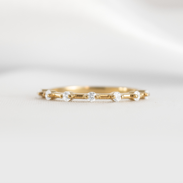 Verity lab diamond distance 14K yellow gold wedding band by Lisa Robin#color_14k-yellow-gold