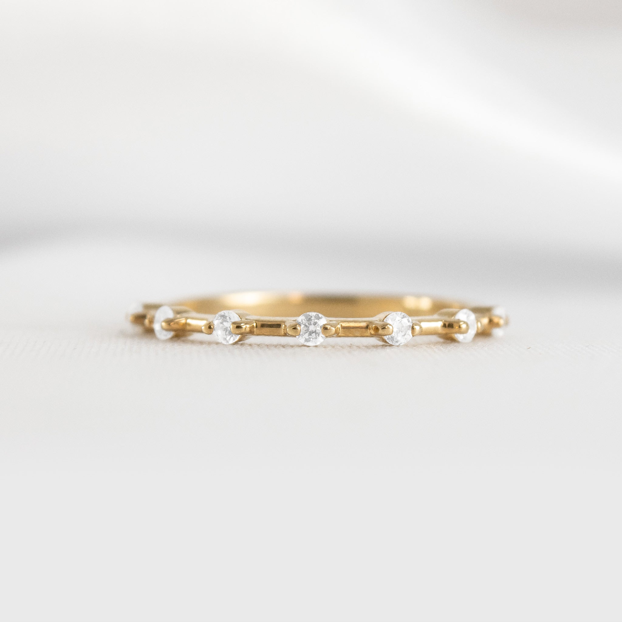 Verity distance diamond wedding ring in yellow gold by lisa Robin Jewelry
