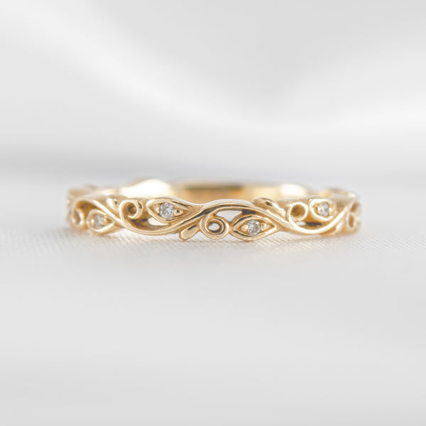 Vintage Floral Wedding Ring | Lisa Robin#color_10k-yellow-gold