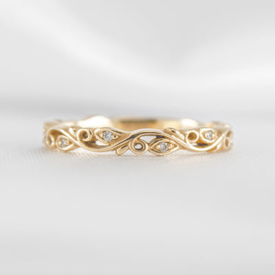Vintage Floral Wedding Ring | Lisa Robin#color_10k-yellow-gold