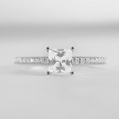 Shown in 1.0 Carat Diamond* The Vivienne Diamond Pavé Solitaire Engagement Ring | Lisa Robin#color_platinum