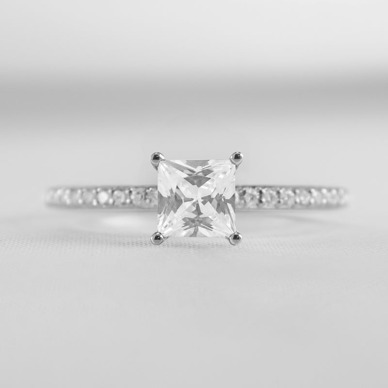 Shown in 1.0 Carat Diamond* The Vivienne Diamond Pavé Solitaire Engagement Ring | Lisa Robin