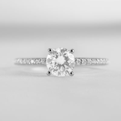 Shown in 1.0 Carat Diamond* The Vivienne Diamond Pavé Solitaire Engagement Ring | Lisa Robin#color_platinum