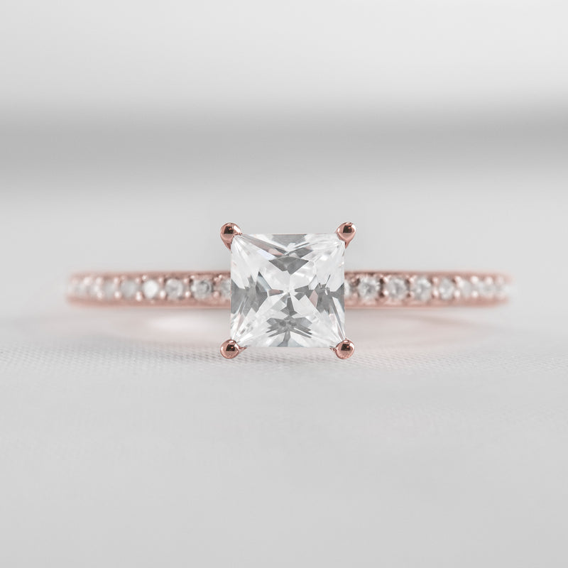 Shown in 1.0 Carat Diamond* The Vivienne Diamond Pavé Solitaire Engagement Ring | Lisa Robin