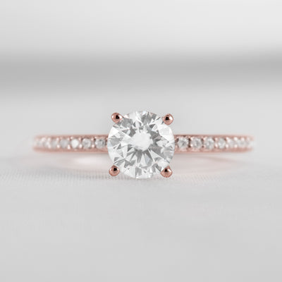 Shown in 1.0 Carat Diamond* The Vivienne Diamond Pavé Solitaire Engagement Ring | Lisa Robin#color_14k-rose-gold