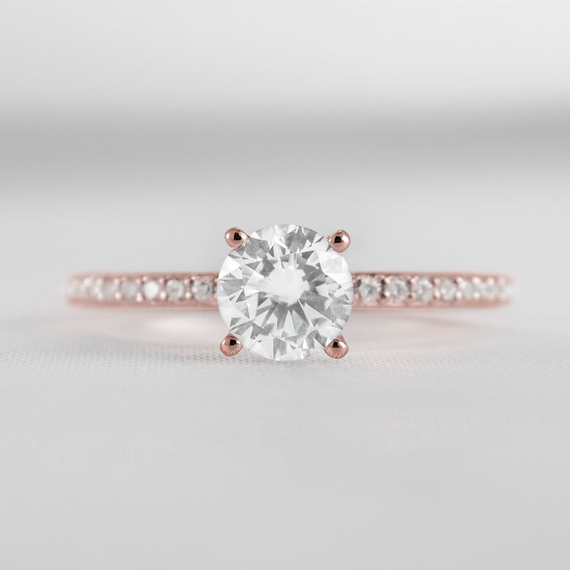Shown in 1.0 Carat Diamond* The Vivienne Diamond Pavé Solitaire Engagement Ring | Lisa Robin
