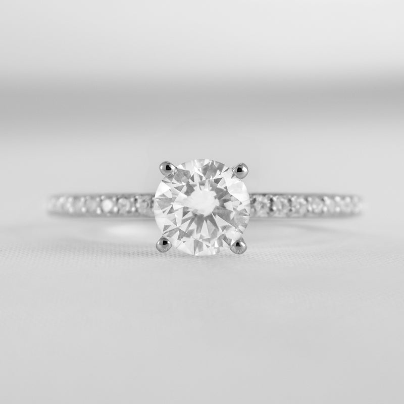 Shown in 1.0 Carat * Diamond Pavé Solitaire Engagement Ring | Lisa Robin