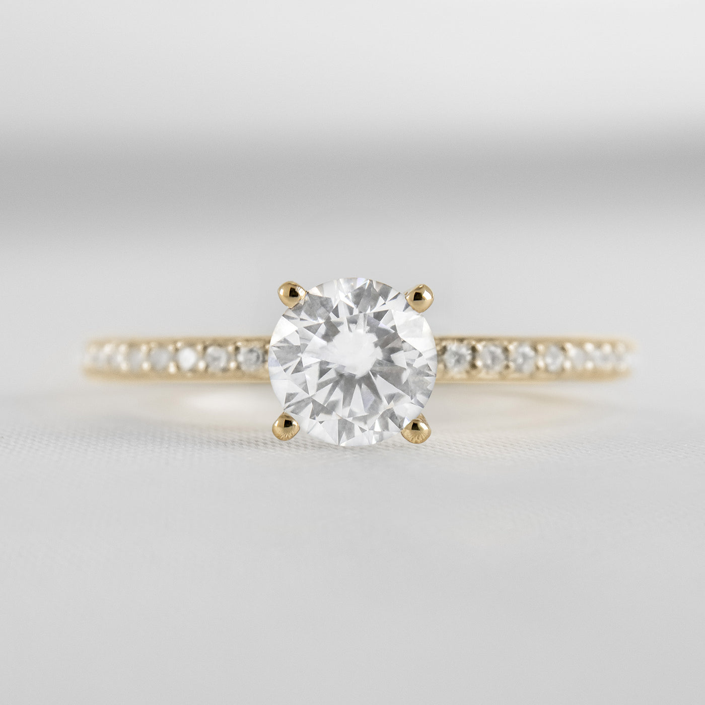 Shown in 1.0 Carat * Diamond Pavé Solitaire Engagement Ring | Lisa Robin#shape_round
