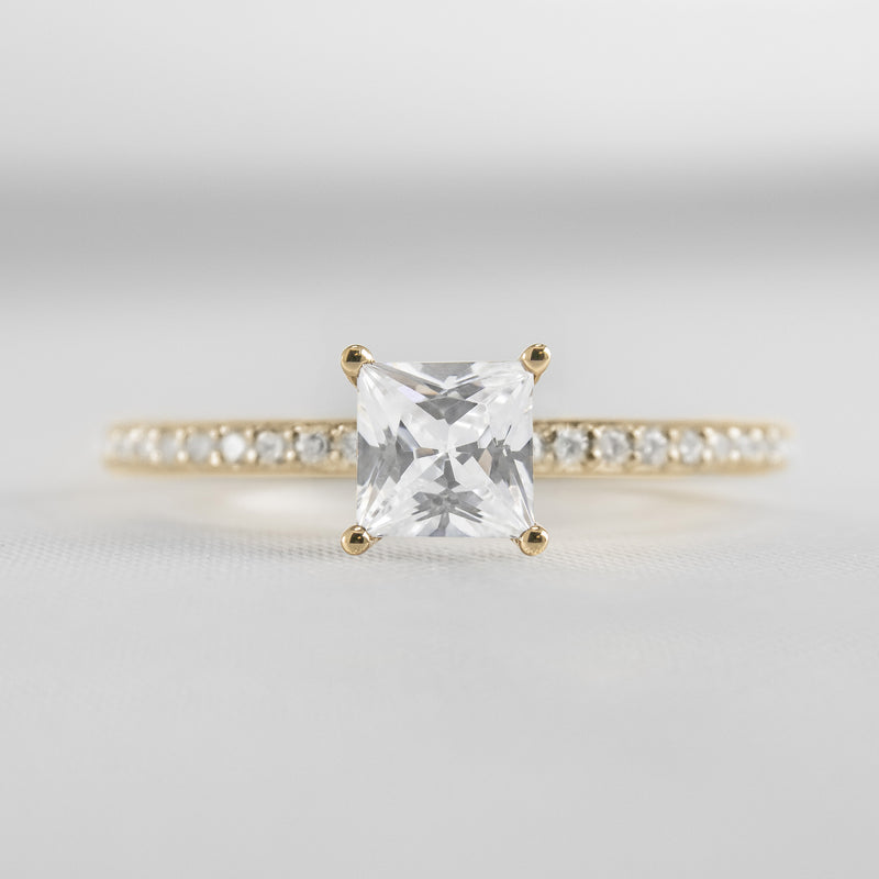 Shown in 1.0 Carat Diamond* The Vivienne Diamond Pavé Solitaire Engagement Ring | Lisa Robin
