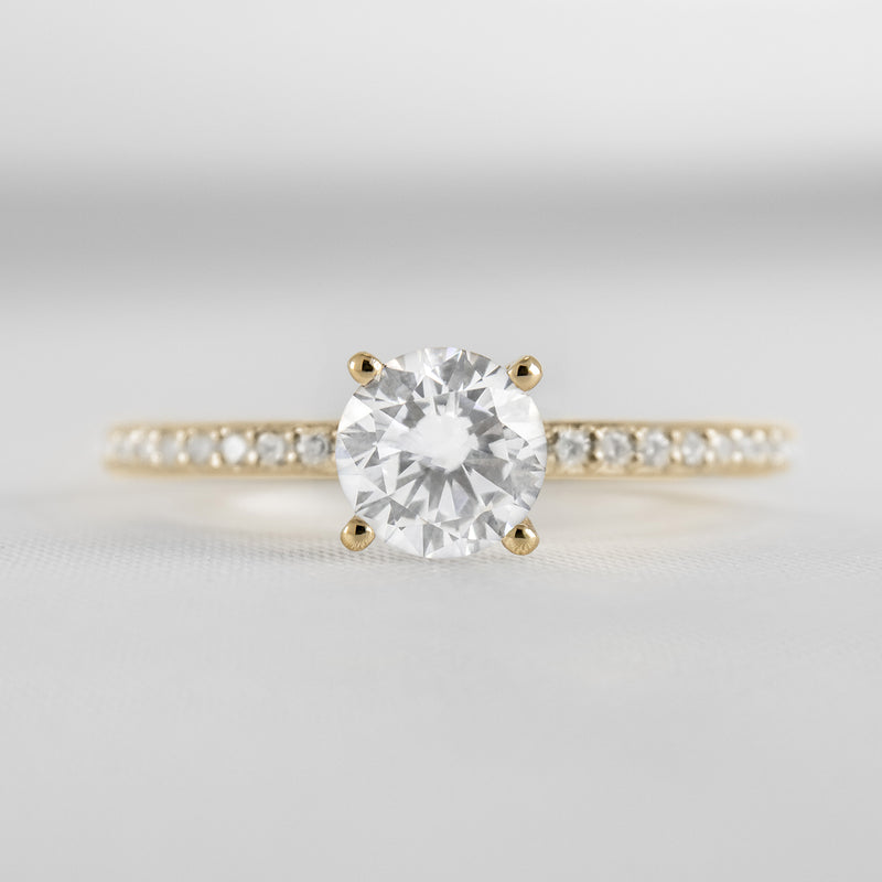 Shown in 1.0 Carat Diamond* The Vivienne Diamond Pavé Solitaire Engagement Ring | Lisa Robin