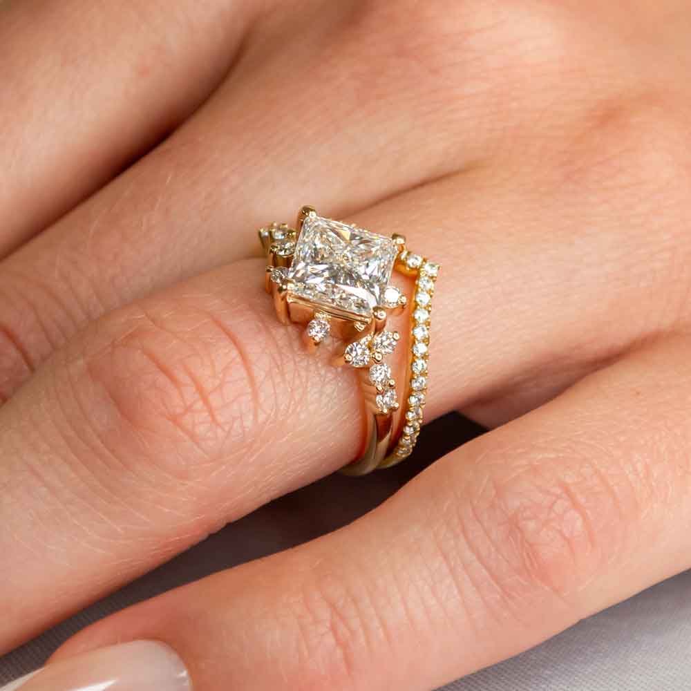 Marla chevron diamond 14K yellow gold wedding ring by Lisa Robin#color_14k-yellow-gold