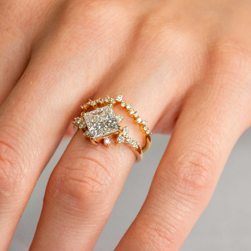 Shown in 2.60 Carat * The Zakari Starlight Princess Diamond Engagement Ring Stack | Lisa Robin#color_14k-yellow-gold
