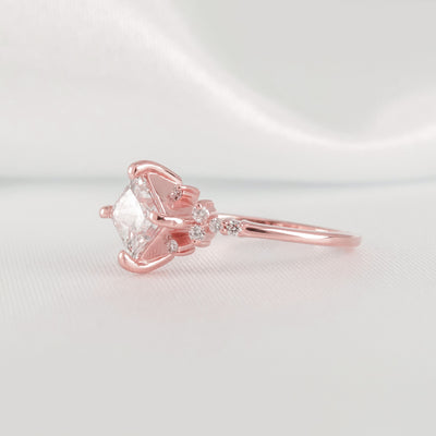 Shown in 1.10 Carat * The Zakari Starlight Princess Moissanite Engagement Ring | Lisa Robin#color_14k-rose-gold