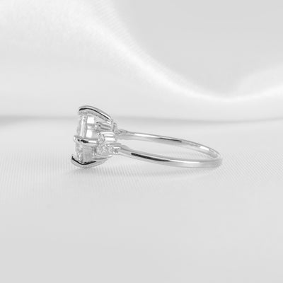 Shown in 1.10 Carat Asscher Cut * The Zakari Starlight Princess Moissanite Engagement Ring | Lisa Robin#color_14k-white-gold